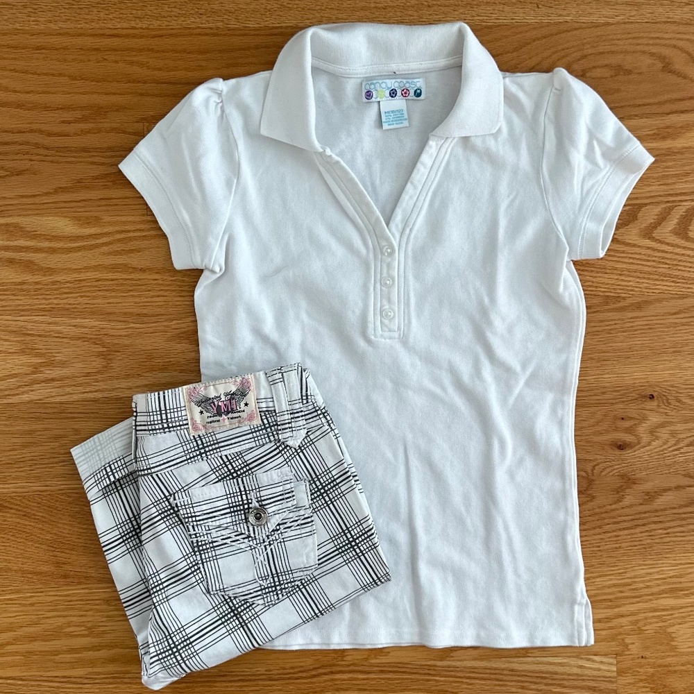 NWOT Girls YMI Bermuda Shorts + Candy Coast Polo (10/12)